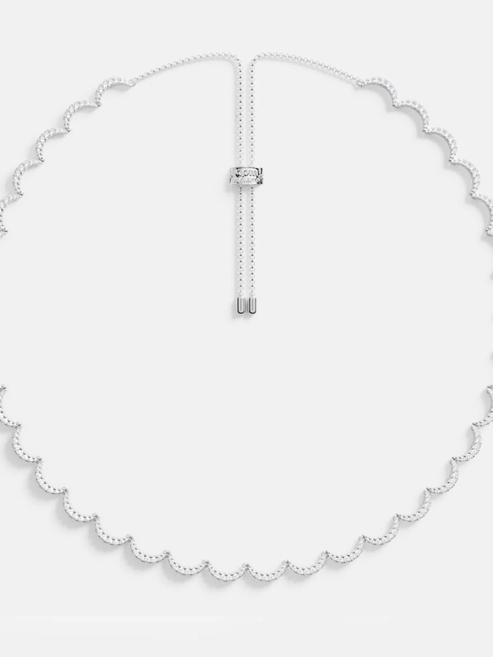 APM Monaco Scalloped Silver Adjustable Toggle Necklace